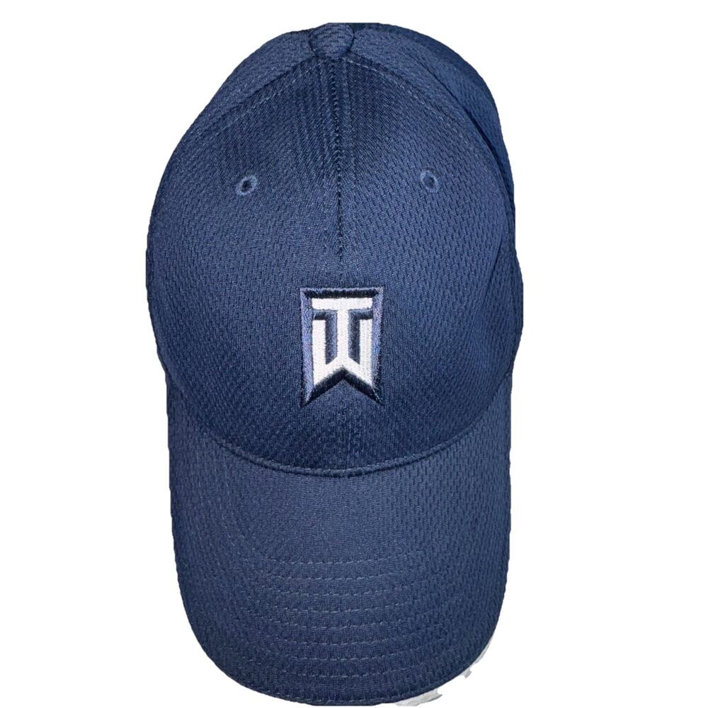 Nike Golf Strapback Tiger Woods TW Logo Golf Hat Navy Blue Cap Swoosh Stretch
